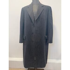 Brooks Brothers Long Trench Overcoat Wool Charcoal Gray Size 41 Reg JL